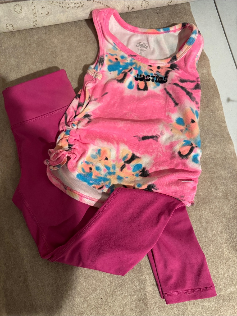 Justice Pink Tie-Dye Tank with Magenta Leggings